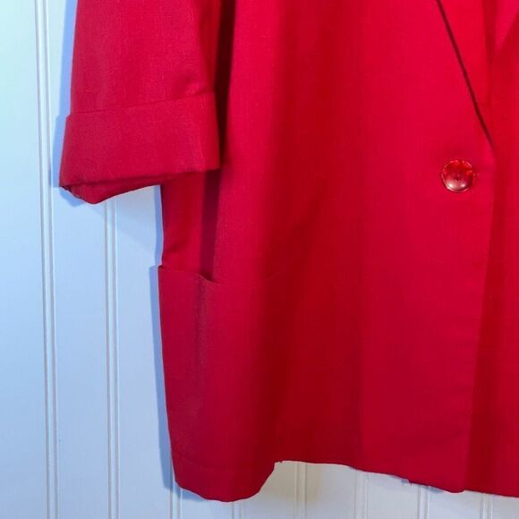 Vintage Alice Stuart One Button Blazer Jacket Women's size X-Large Red Office - Picture 4 of 11